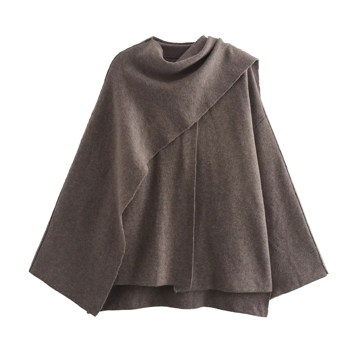 Luxurious knitted coat with asymmetric design — elegance and cozy warmth in one.